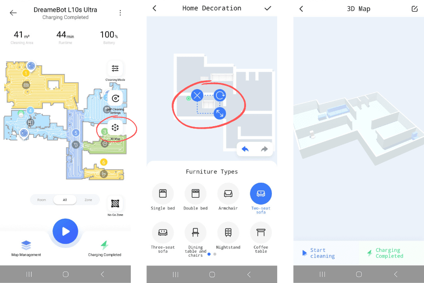 The map of the Dreame L10s Ultra is edited in the 3D view.